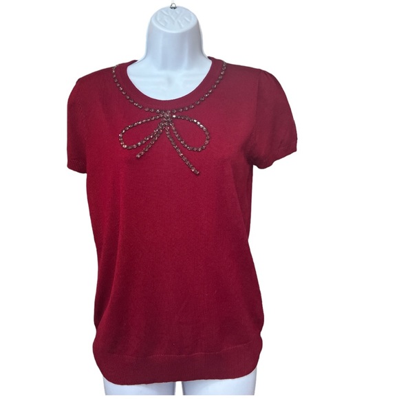 Sz Medium Grace Elements Red Rhinestones Top NWT - Picture 2 of 7